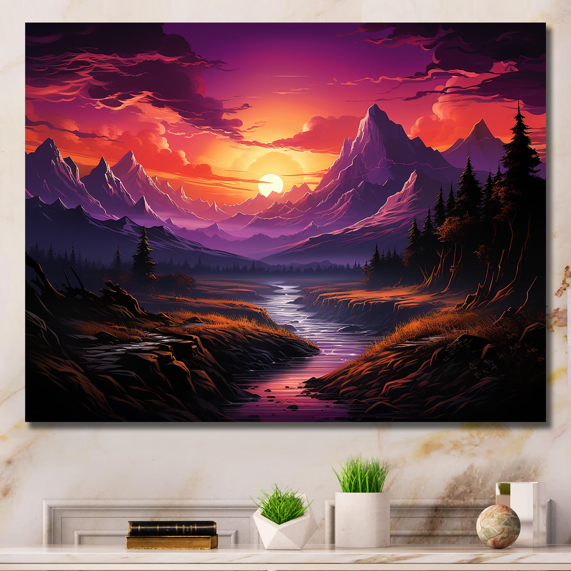 アート・デザイン・音楽 Absolute Landscape Amazon.com: DesignQ pink Canvas wall art, Abstract Landscape